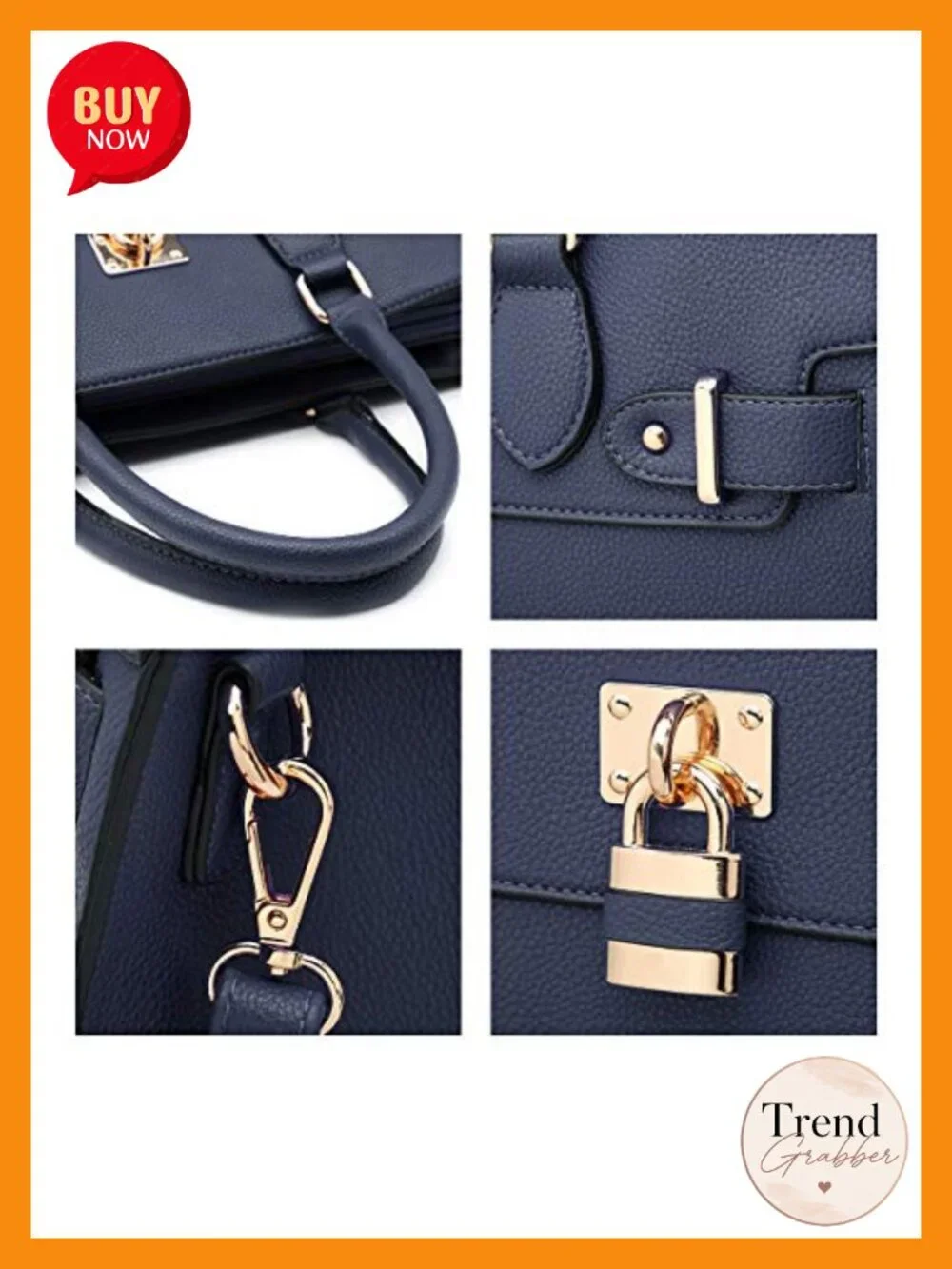 Vegan Leather Top Handle Satchel Tote Work Bag with Matching Clutch